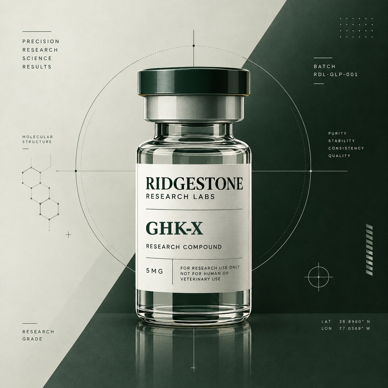 Ridgestone Research Labs GHK-X vial graphic